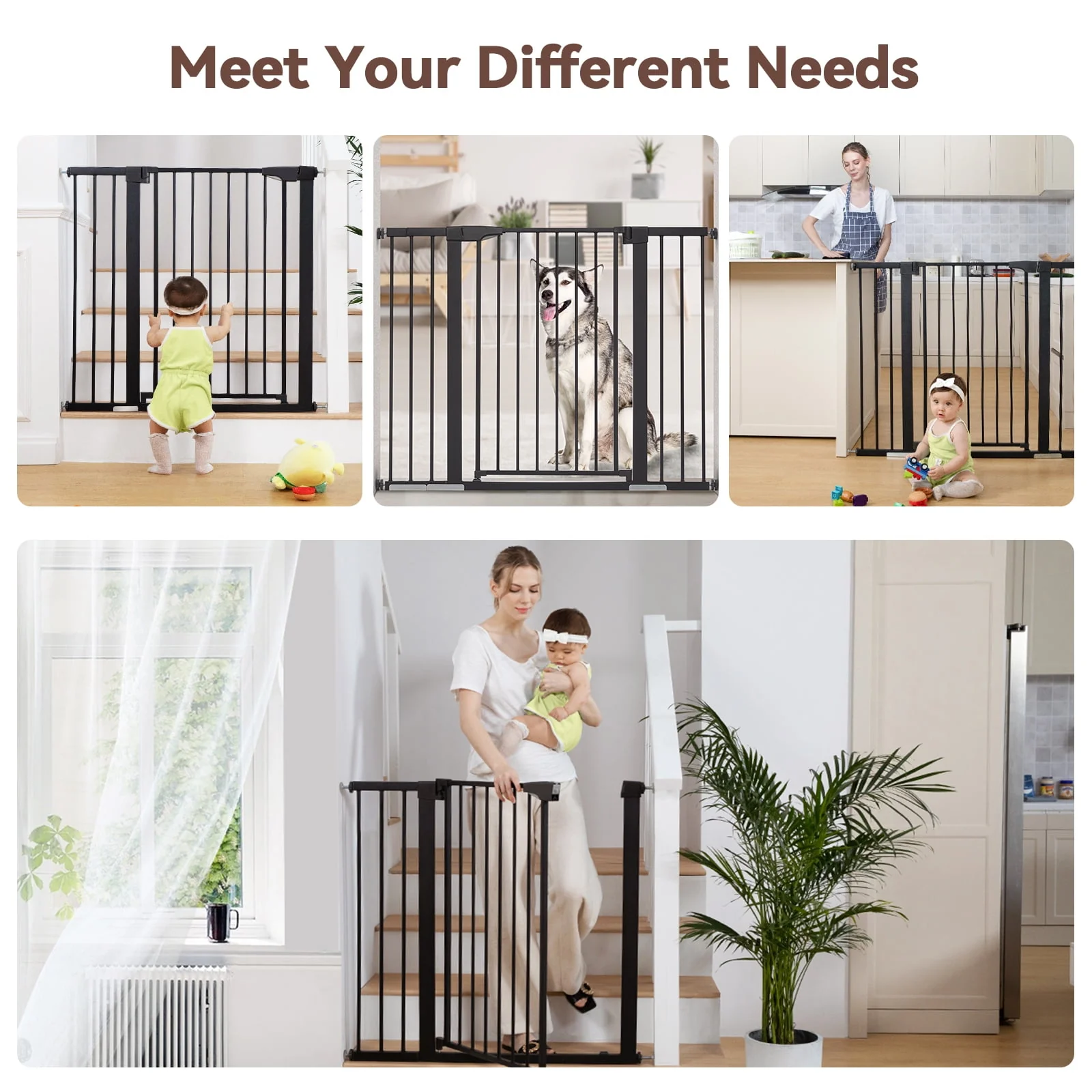 Baby Gate, 36'' Extra Tall 29.5-48.8'' Wide Toddler Gates for Doorway Stairs