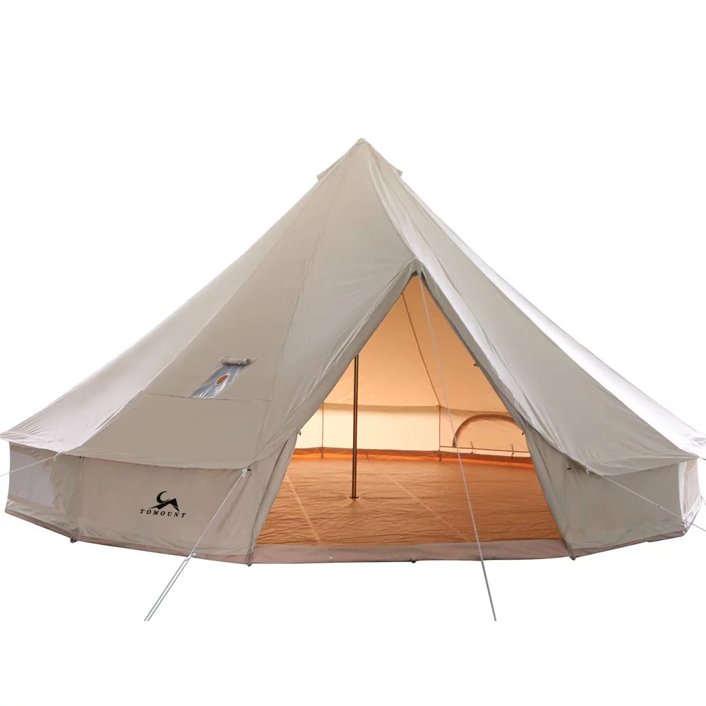 TOMOUNT Canvas Tent Bell Tent Yurt with Stove Jack Zipped Floor for Glamping 10ft/3m Dia 38LBS