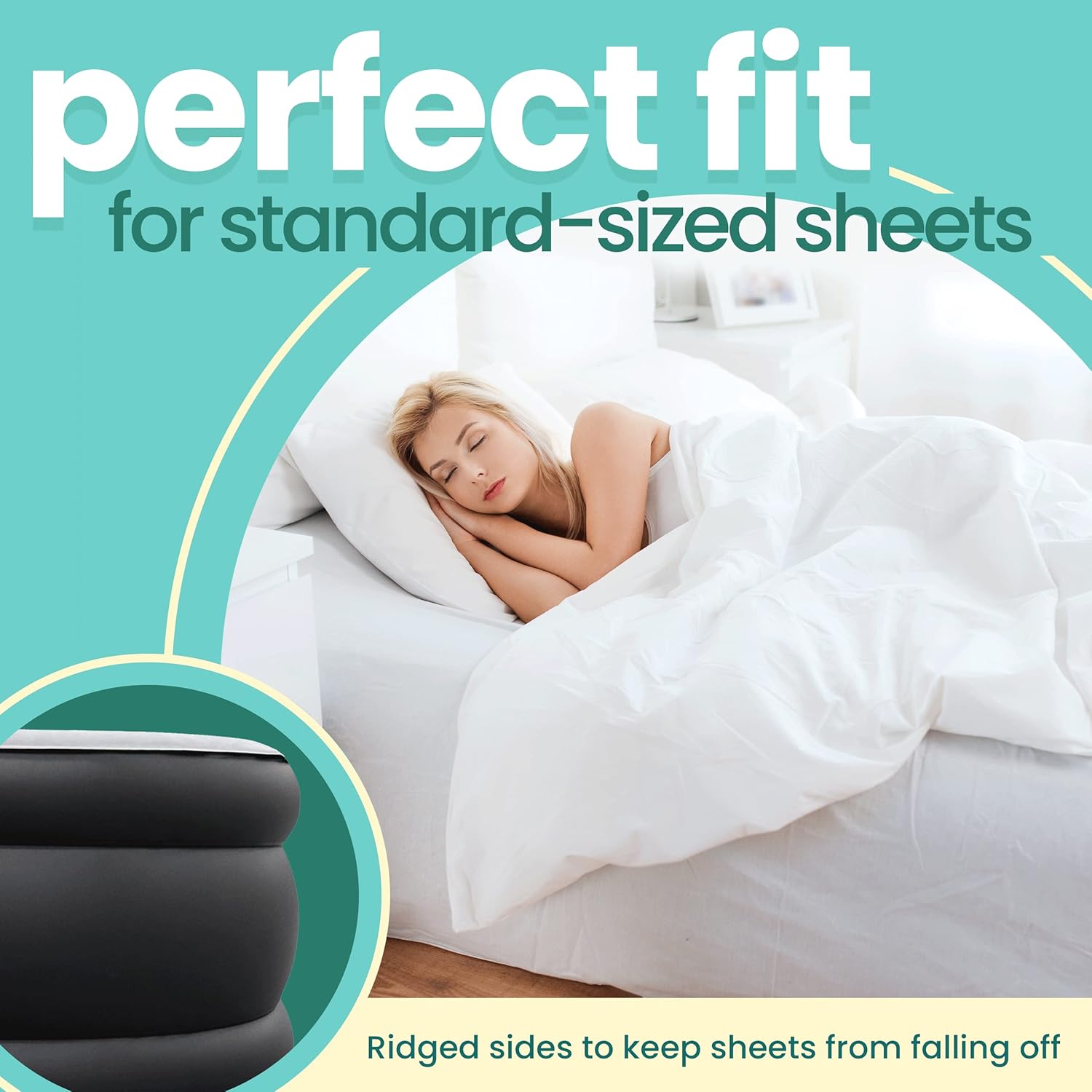 EZ Inflate Air Mattress with Built in Pump - Twin Size Double-High Inflatable Mattress with Flocked Top - Easy Inflate, Waterproof, Portable Blow Up Bed for Camping & Travel