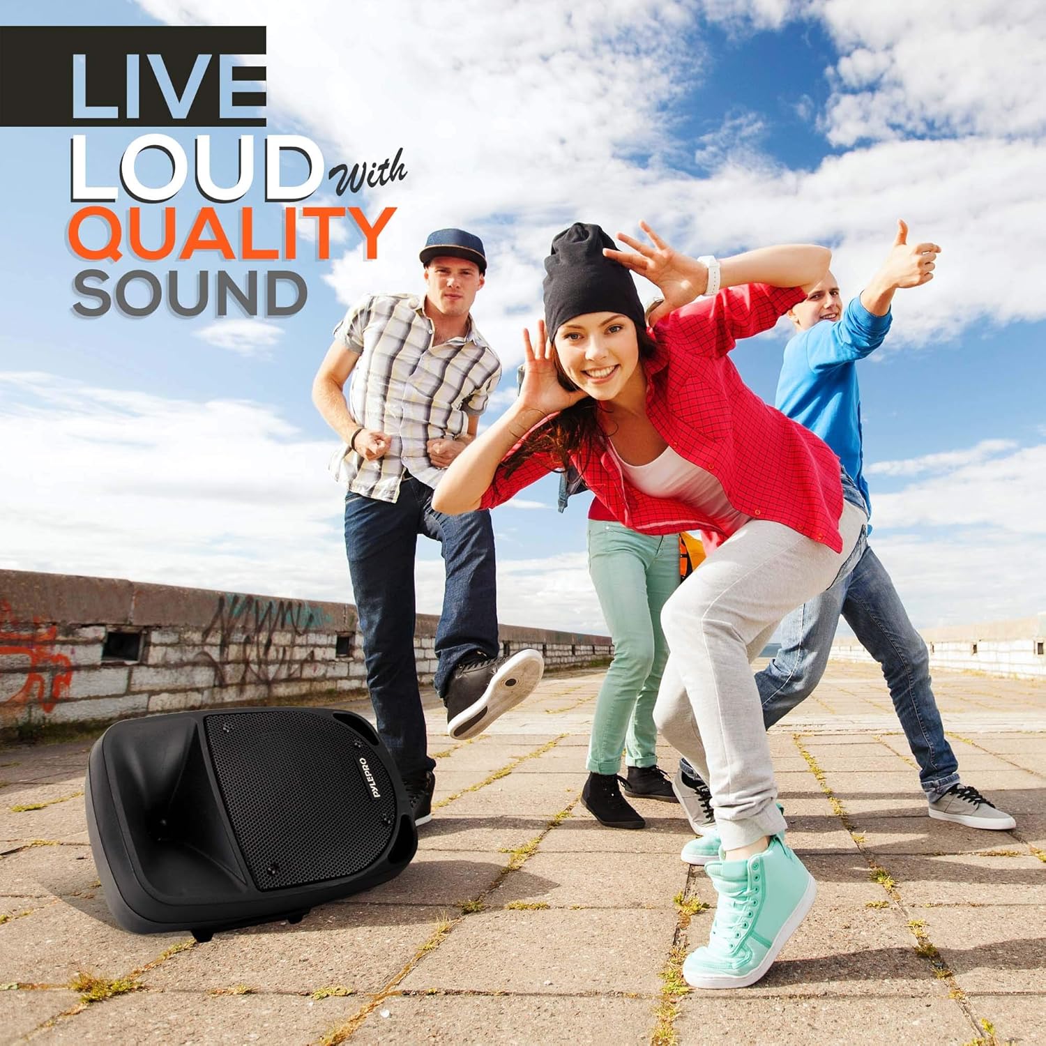 1200W Portable Bluetooth PA Speaker - 12’’ Subwoofer, LED Battery Indicator Lights W/Built-In Rechargeable Battery, MP3/USB/SD Card Reader, and UHF Wireless Microphone - Pyle PSBT125A