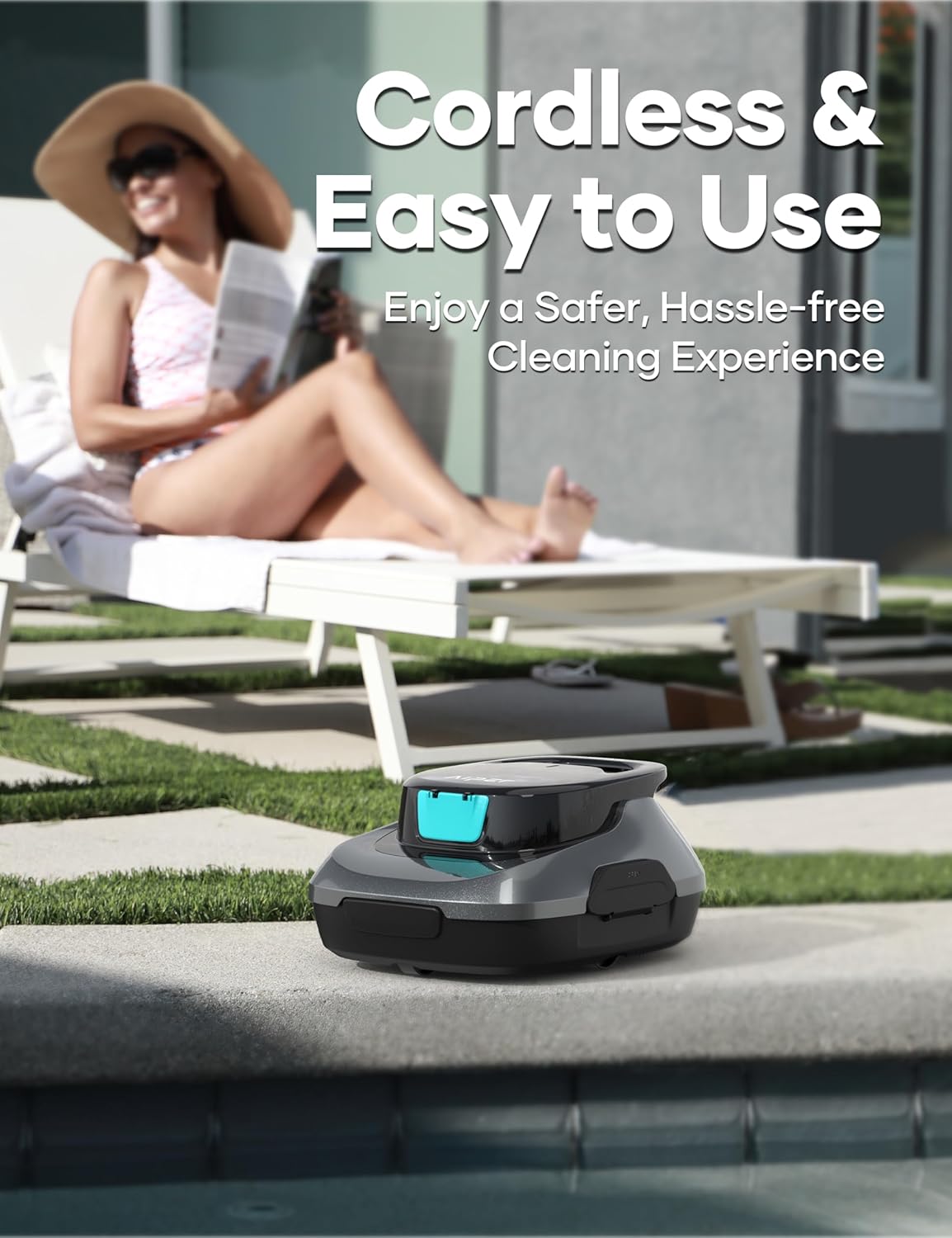 AIPER 2024 Upgraded Scuba SE Robotic Pool Cleaner, Cordless Robotic Pool Vacuum, Lasts up to 90 Mins, Ideal for Above Ground Pools, Automatic Cleaning with Self-Parking Capabilities