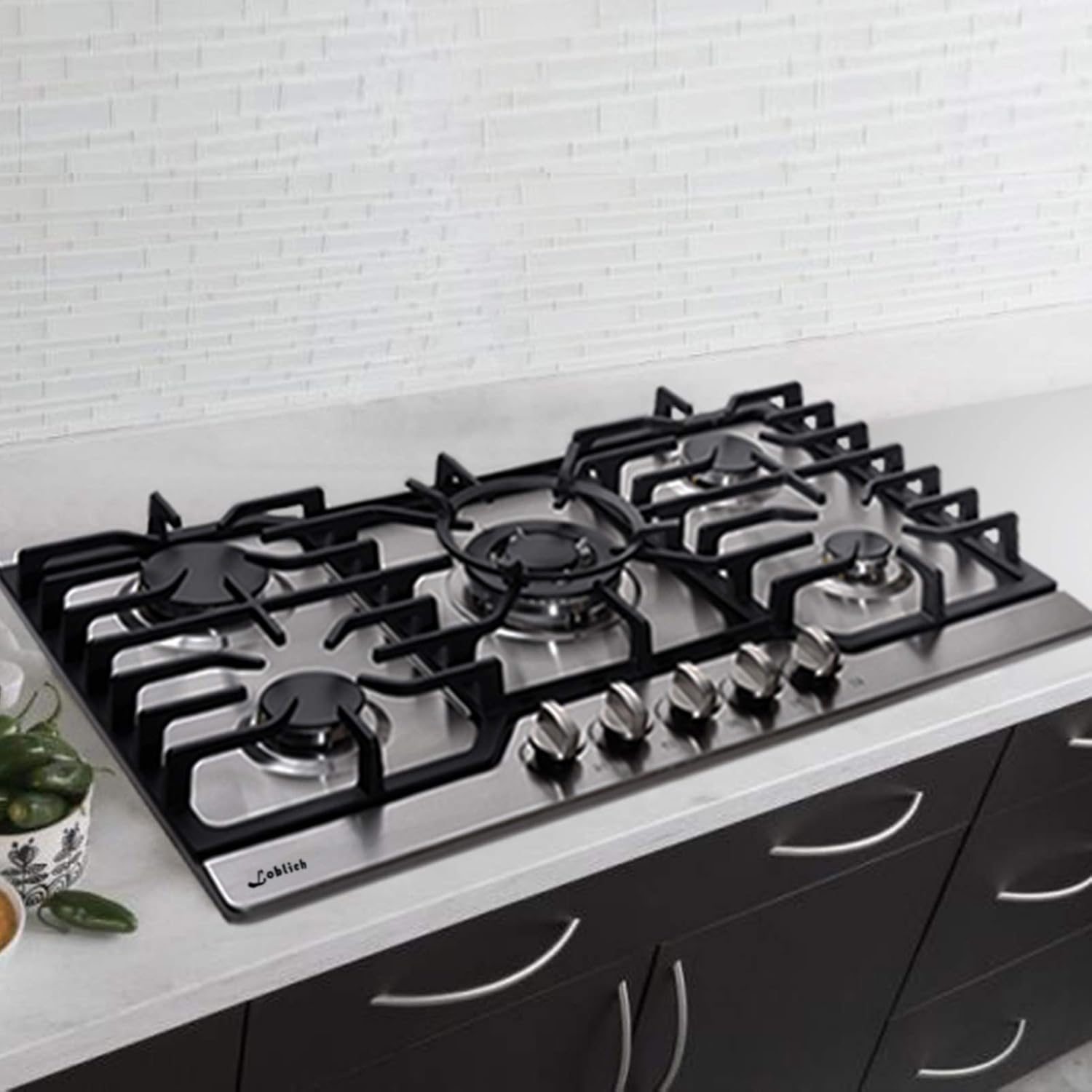 30 Cooktop gas, 5 Burners gas cooktop 30 inch,Gas Stove Gas Hob Stovetop Tempered Glass Cooktop Cast Iron Grates Built-in Gas Stove Top LW2G01 LPG/NG Gas Cooktop