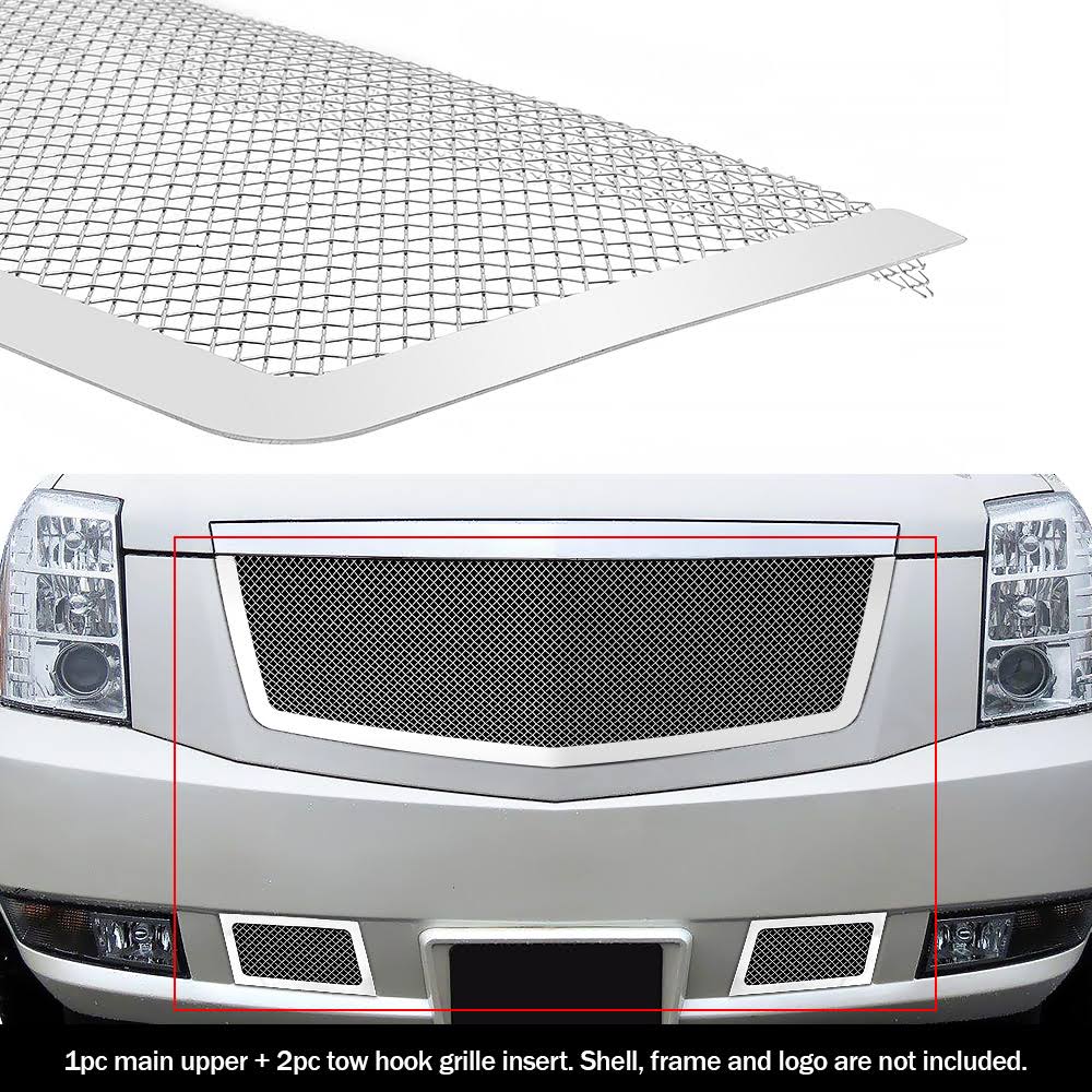 APS Fits 2007-2014 Cadillac Escalade Stainless Steel Mesh Grille Grill Insert Combo #A77740T