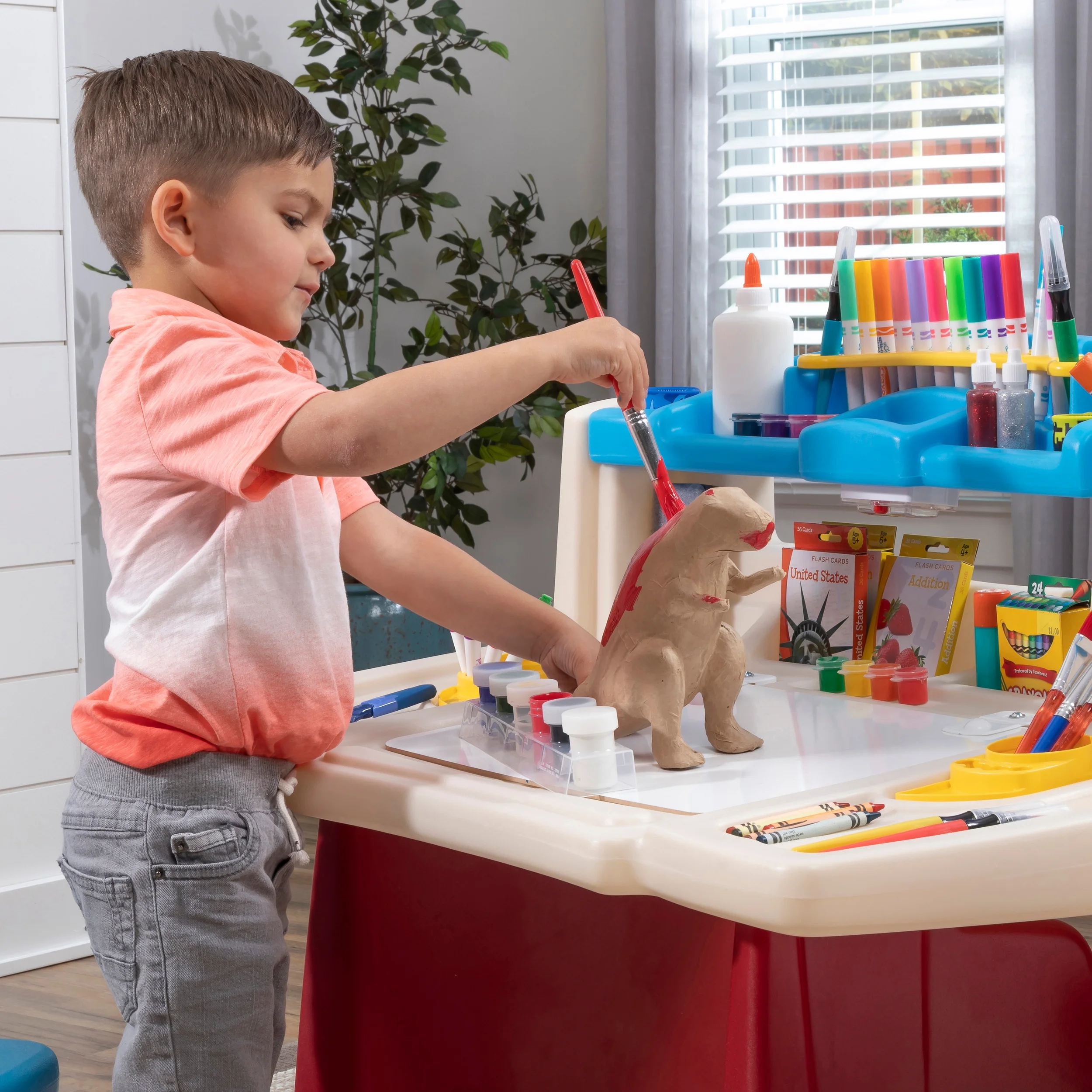Step2 Deluxe Art Master Desk Plastic Kids Activity Center and Table