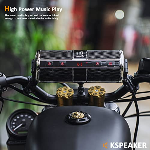 Motorcycle Speakers Bluetooth Waterproof Radio Audio System Built-in Amplifier, Great for ATV, Scooter Bike,12 Volt Vehicle,3 Inch Metal Mp3 Player, K2ch