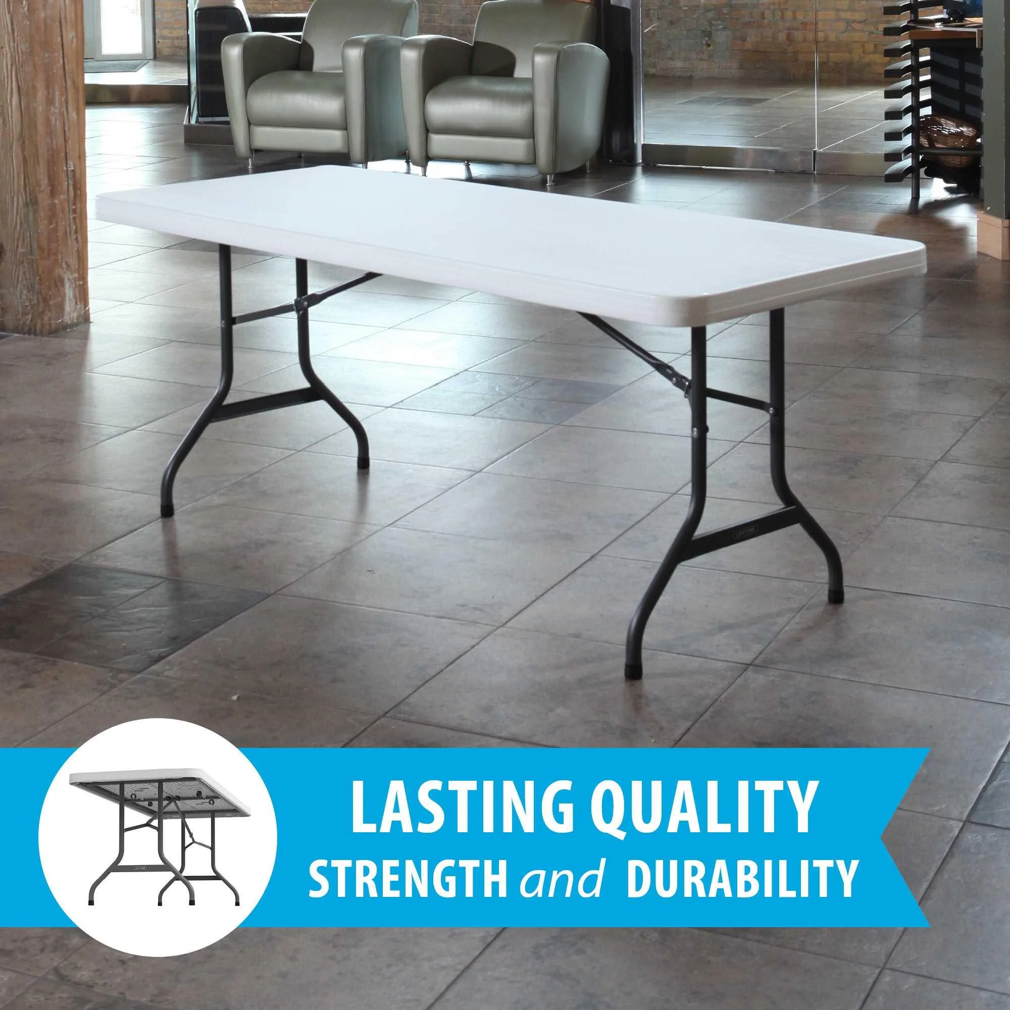 Lifetime 6 ft. Rectangle Folding Table, Indoor/Outdoor Commercial Grade, White Set of 4 (42901)