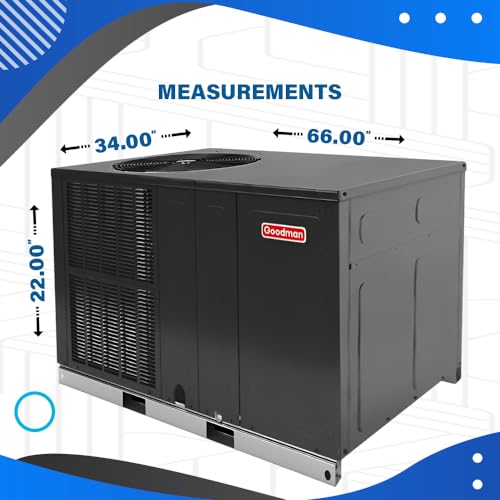 Goodman 13.4 SEER2 2 Ton Air Conditioner Packaged Unit System with Additional Kit and Auxiliary Heat Kit of Choice | Horizontal Configuration, Rotary Compressor, Single Stage Condenser