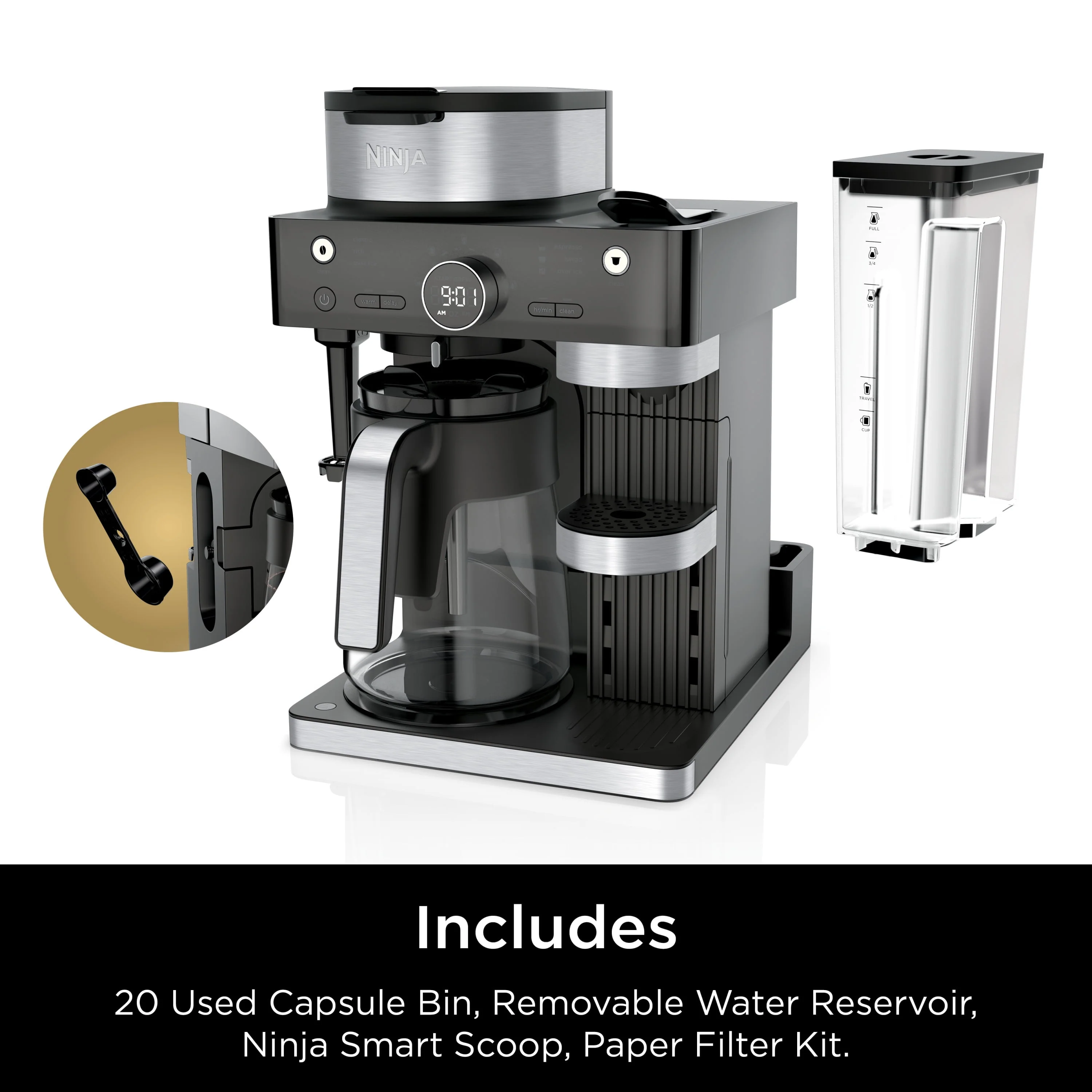 Ninja CFN601 Espresso & Coffee Barista System, Single-Serve Coffee & Nespresso Capsule Compatible