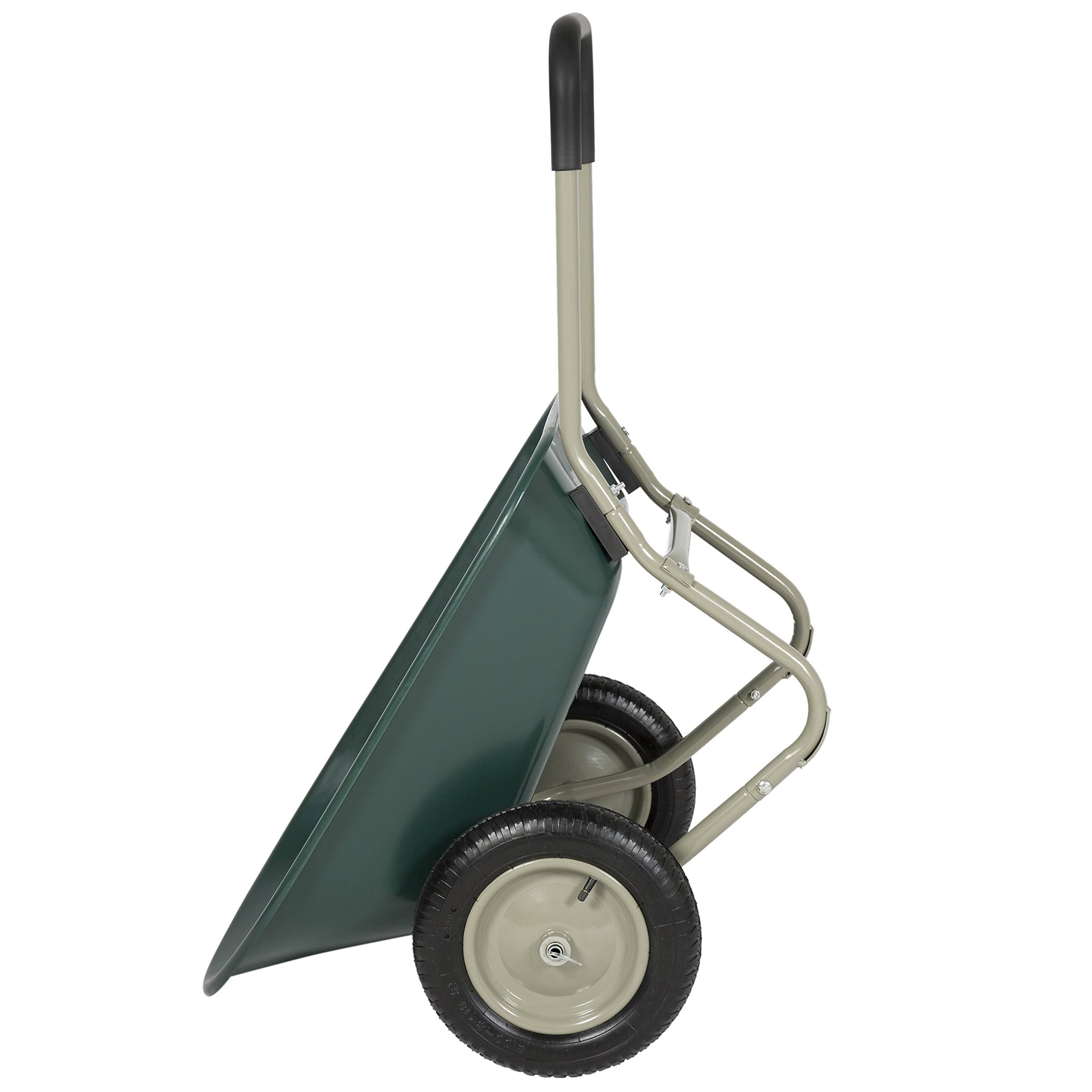 Best Choice Products Dual Wheel Home Wheelbarrow Yard Garden Cart, Green