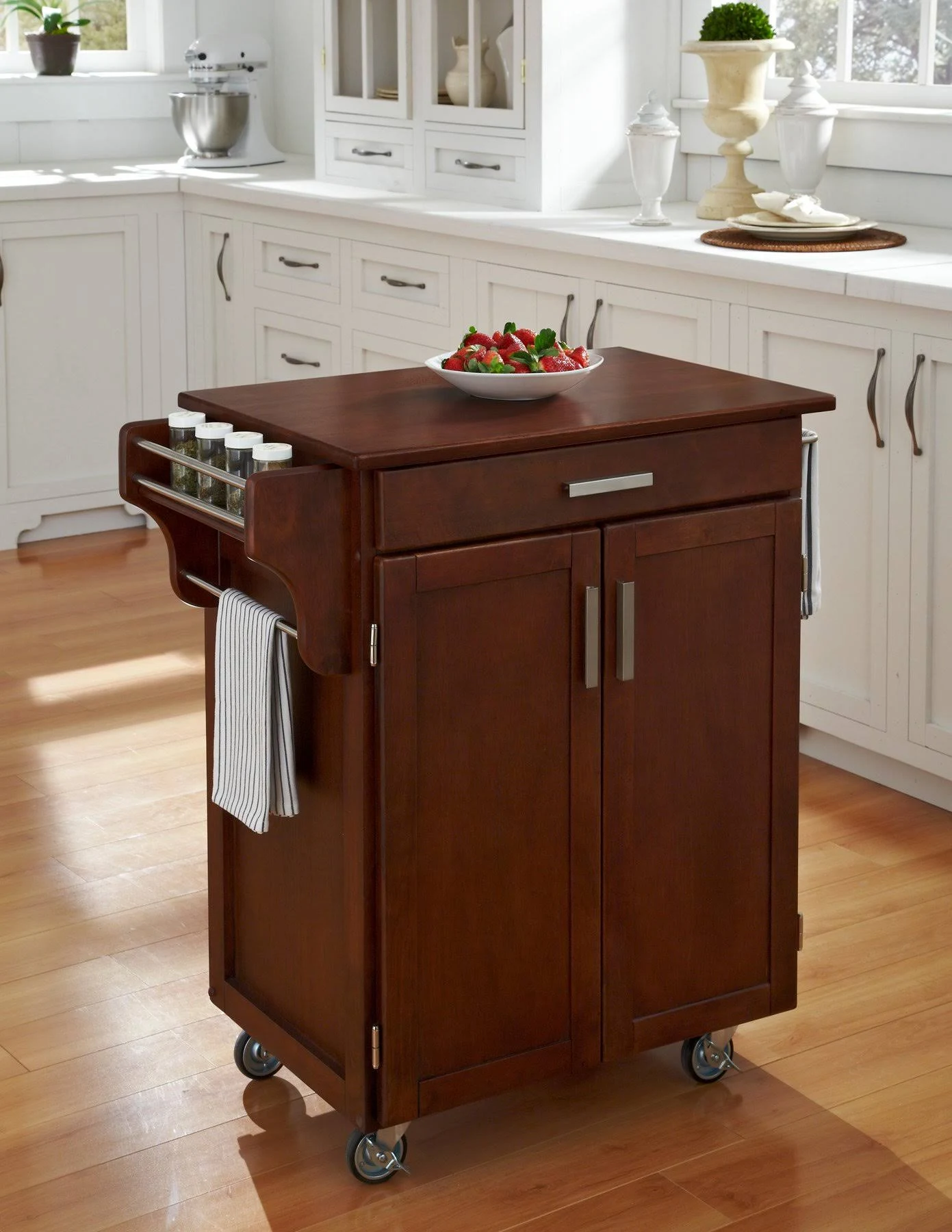 Home Styles Cuisine Cart Cherry Finish with Cherry Top