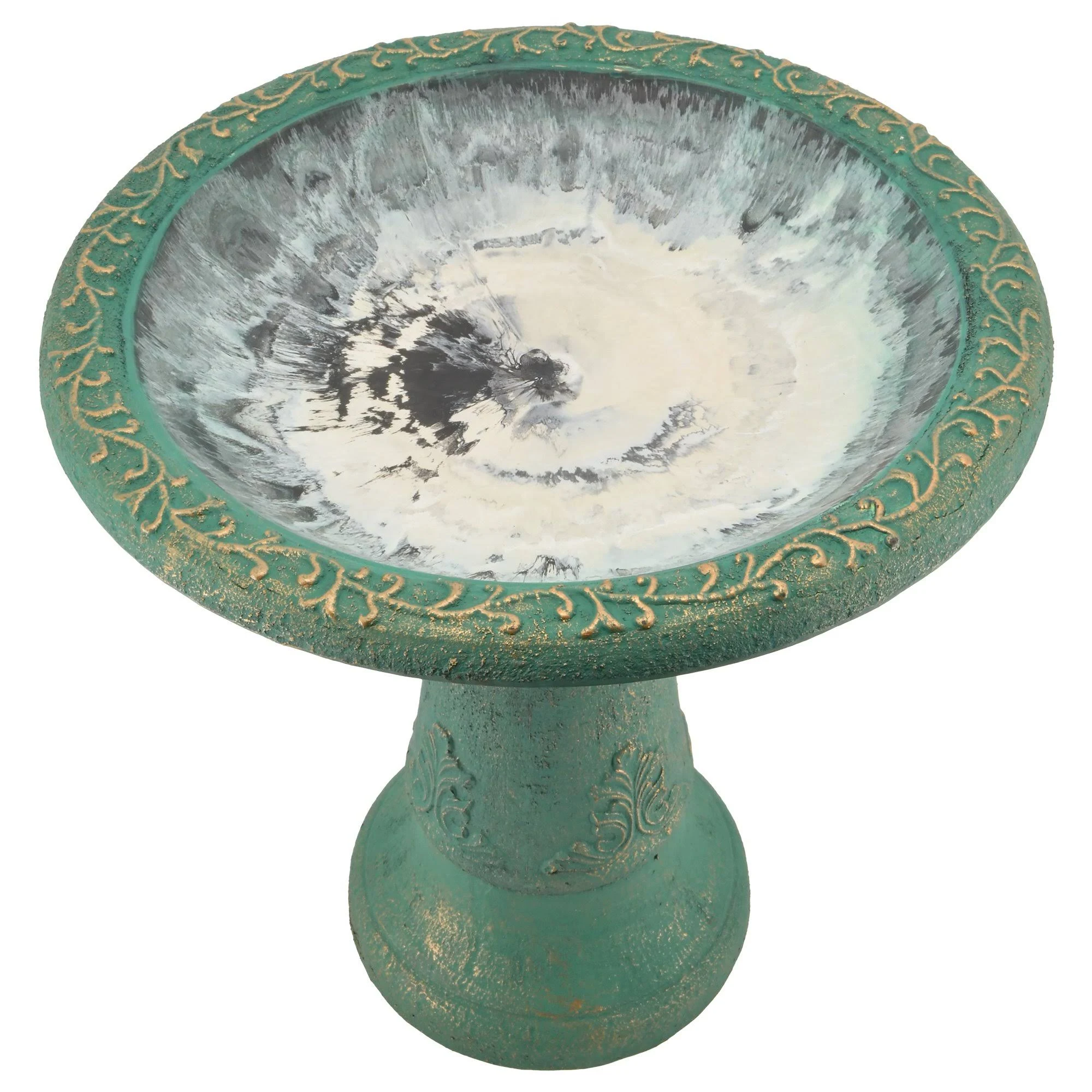 Arcadia Garden Products Bird Baths Fiberclay Birdbath, Green