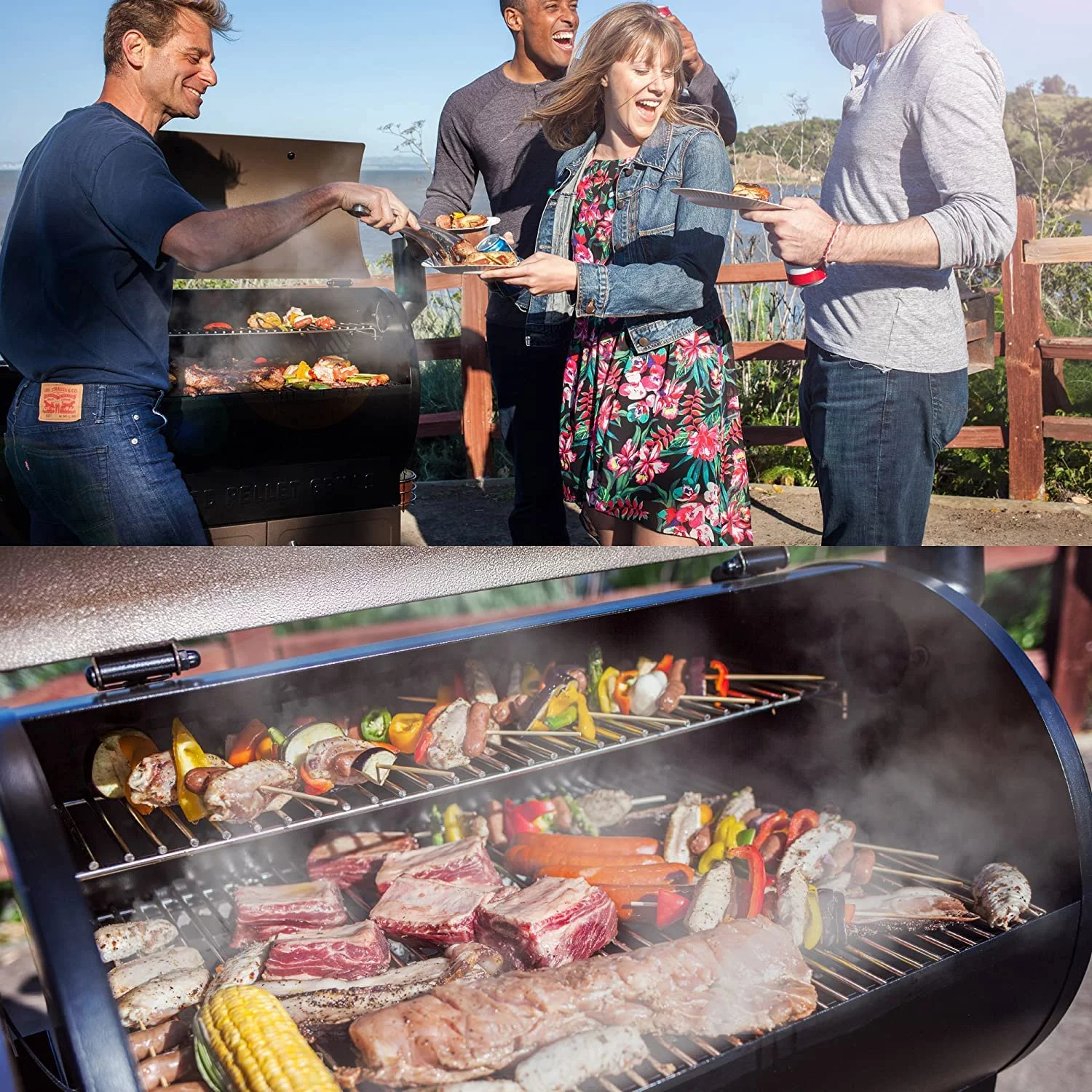 Z GRILLS ZPG-10002B 1060 sq. in. Wood Pellet Grill and Smoker 8-in-1 BBQ Black