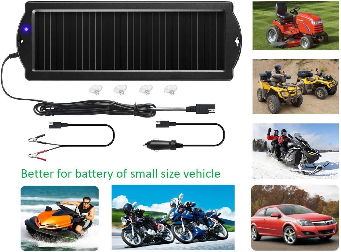 Sunway Solar Car Battery Trickle Charger & Maintainer 12Volt 8W Solar Panel Power Charger kit Portable Waterproof for Automotive RV Marine Boat Truck Motorcycle Trailer Tractor Powersports Snowmobile