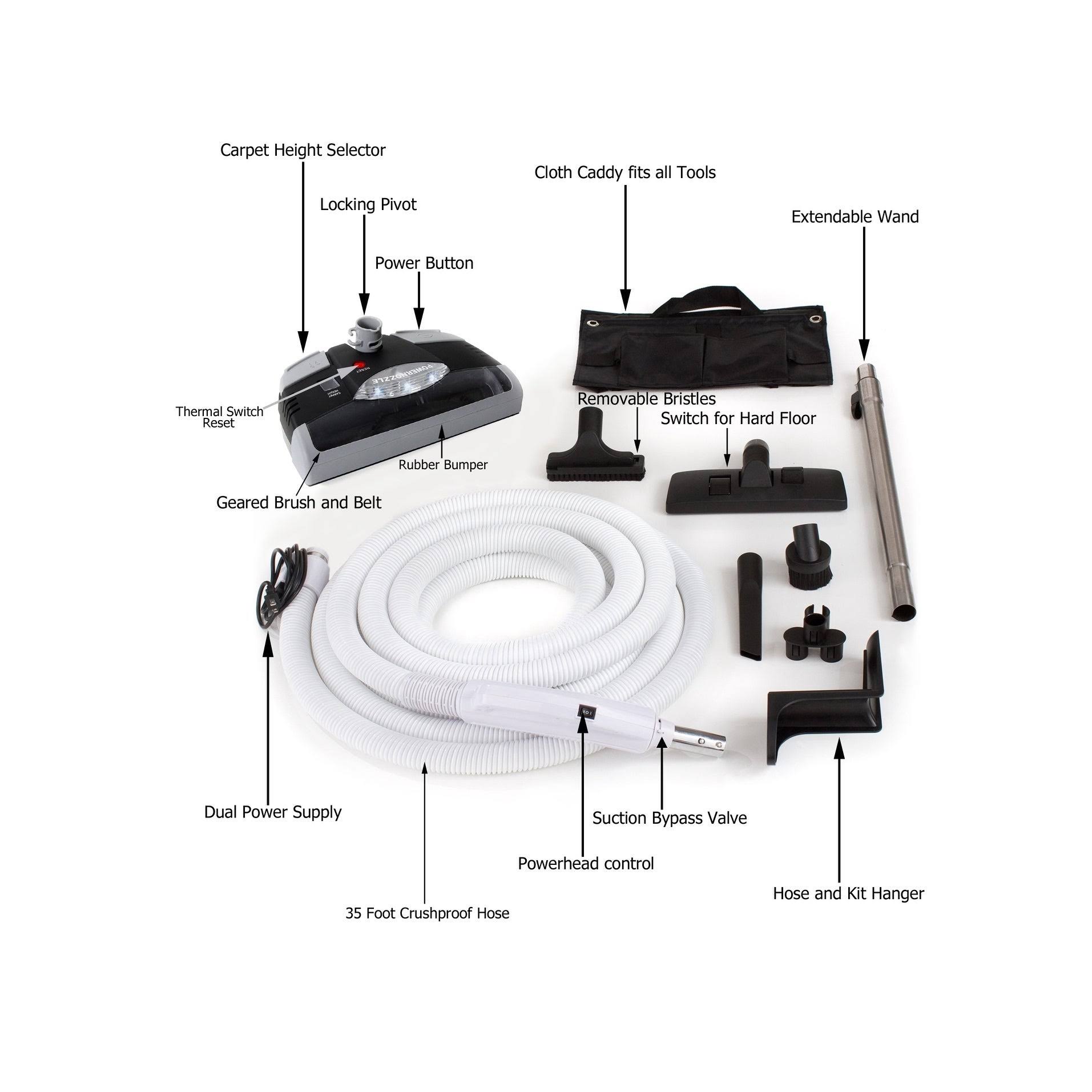 GV 35-Foot Central Vacuum Kit with Power Head and Tools