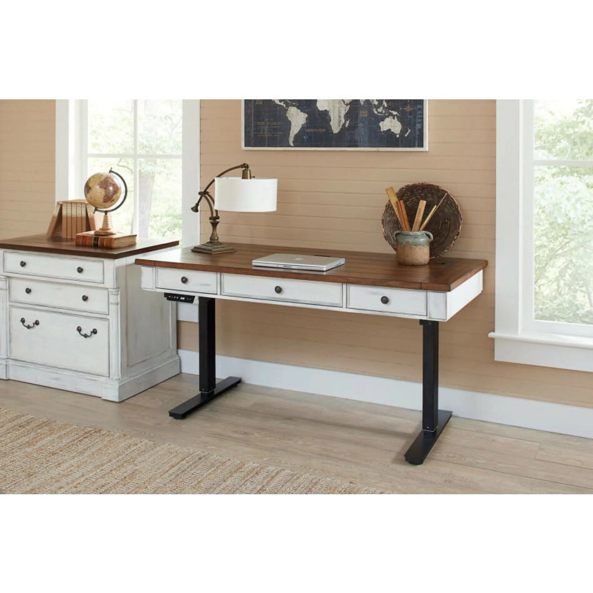 Martin Furniture Durham 3 Rustic Wood Locking Legal/Letter File Drawer White