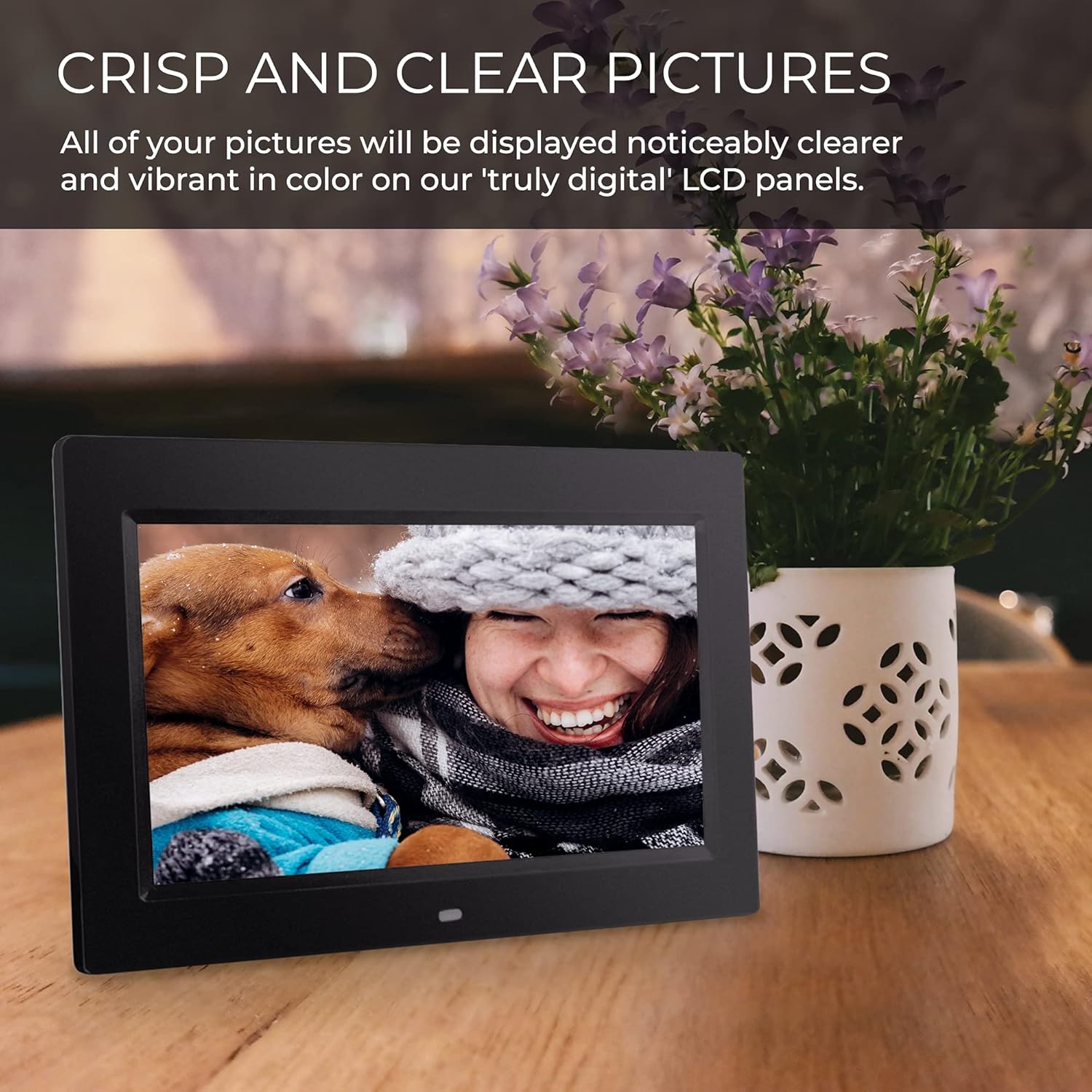 Sonicgrace - 10 Digital Picture Frame with Remote Control - 16:9 LCD Screen with Slide Show Capabilities - Plug and Play - SD Card with USB Flash Drive - Built in Calendar and Clock