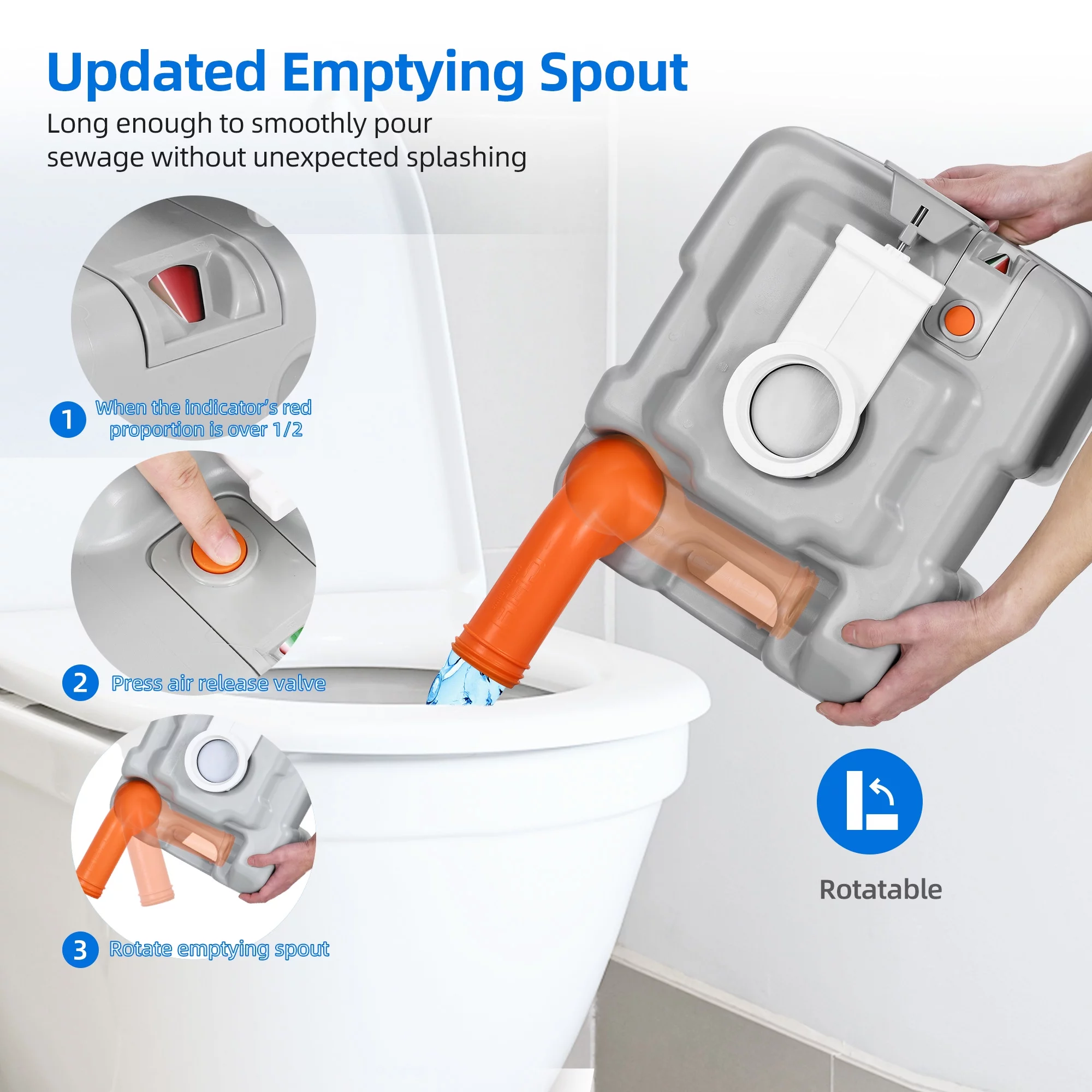 Dextrus 5.3 Gallon Portable Toilet and 17L Portable Camping Sink Hand Wash Basin Station & Flush Potty for Outdoor,Camping, RV Toilet