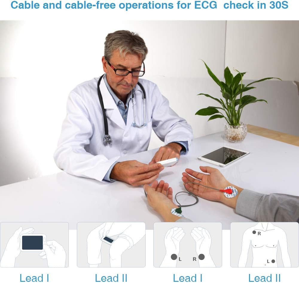Wellue Heart Monitor Plus, Portable Bluetooth Heart Health Tracker, Wireless Detection Device with Heart Rate Tracking Function, Used for Home Health Care, Free APP for iOS Android Phone & PC Software
