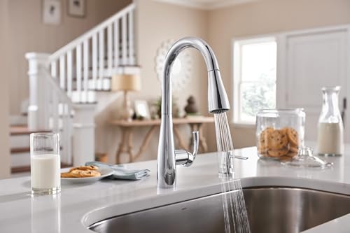 Moen 87014SRS Essie Pull-Down Sprayer Kitchen Faucet in Spot Resist Stainless with Soap Dispenser