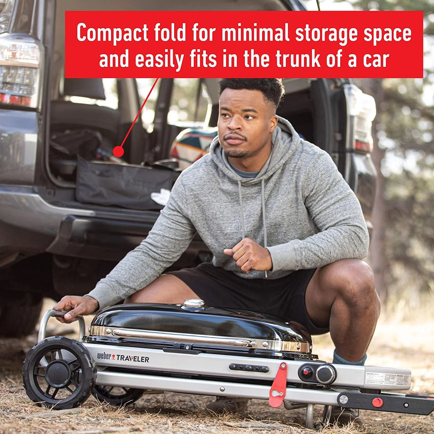 The Weber Traveler Portable Gas Grill, Stealth Edition