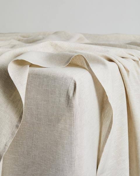 Oatmeal 100% Flax Linen Fitted Sheet - Queen - Bed Threads