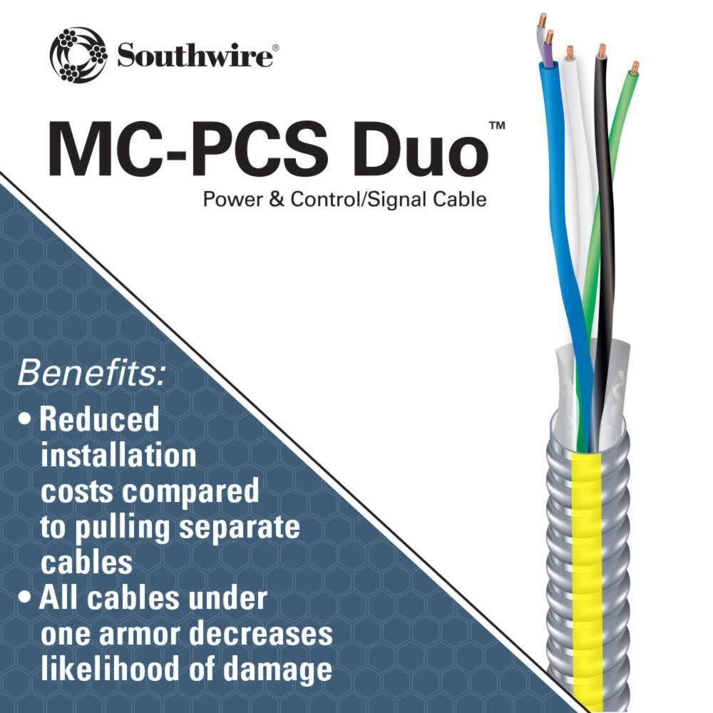 Southwire 12/2 Stranded 16/2 Solid x 250 ft. MC-PCS Duo Power and Control/Signal Cable 59225901