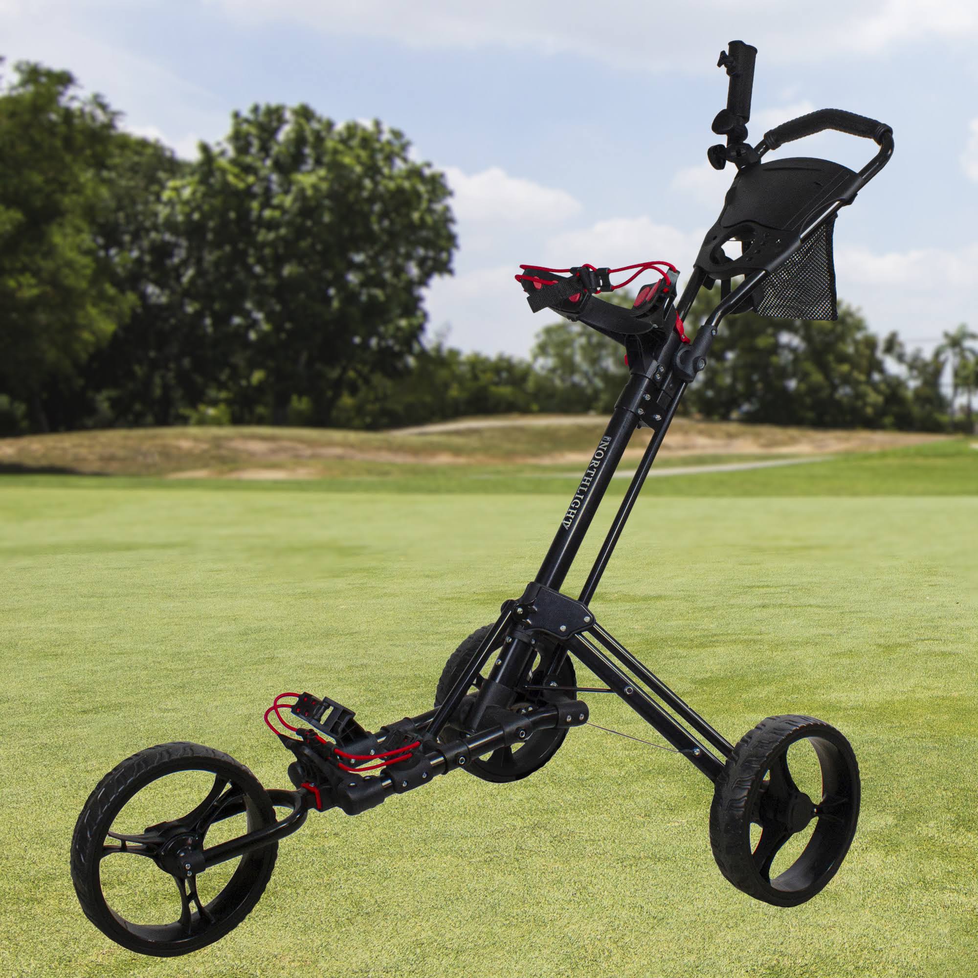 48x22 Black Easy Folding 3 Wheel Golf Bag Push Cart