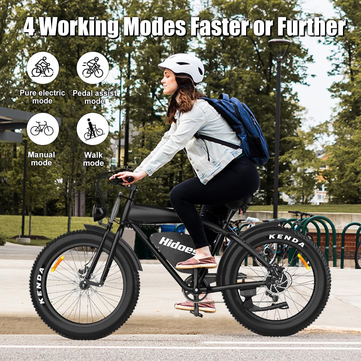 Hidoes Adult Electric Mountain Bikes Commute Ebike 1200W up to 49 Miles Long Range & 31mph, Pedal Assist E-bike Cruiser Electric Bicycle with Shimano 7 Speeds & 26" Fat Tire