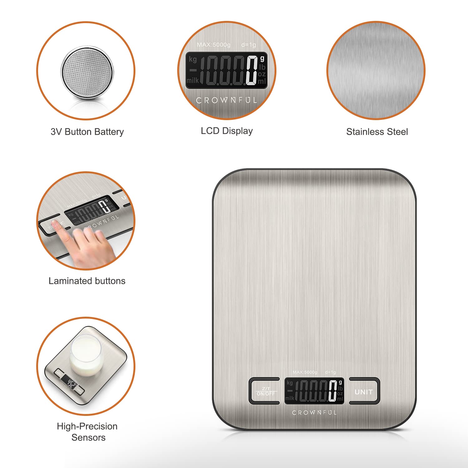 CROWNFUL Ice Makers Countertop, Portable Small Ice Machine with Self-Cleaning & CROWNFUL Food Scale