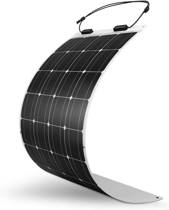 Renogy Flexible Solar Panel 100 Watt 12 Volt Monocrystalline Semi-Flexible Bendable Mono Off-Grid Charger for Marine RV Cabin Van Car Uneven Surfaces