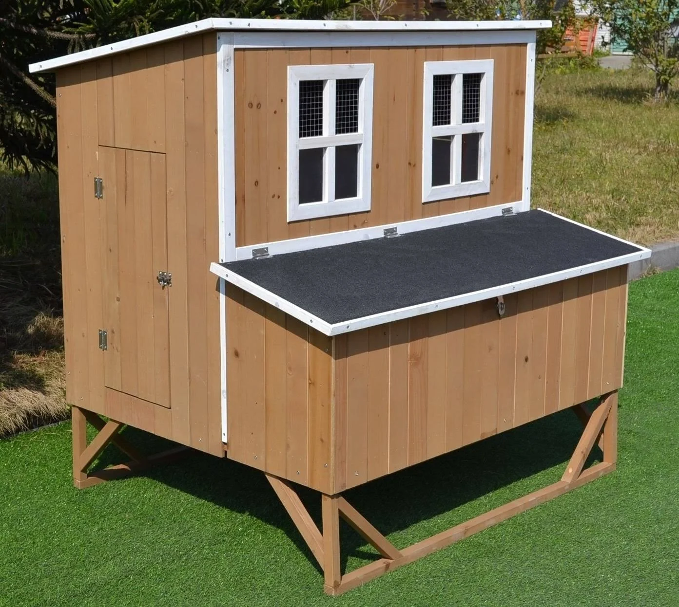 Omitree New Large Wood Chicken Coop Backyard Hen House 4-8 Chickens W 4 Nesting Box