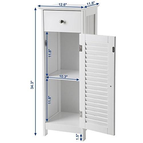 VASAGLE Bathroom Floor Cabinet Storage Organizer Set with Drawer and Single Shutter Door Wooden White