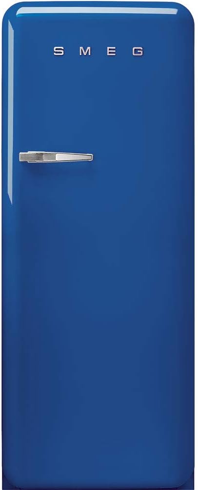 Smeg FAB28 50's Retro Style Aesthetic Top Freezer Refrigerator with 9.92 Cu Total Capacity, Multiflow Cooling System, Adjustable Glass Shelves 24-Inches, Blue Right Hand Hinge