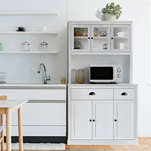 VEIKOU 71" Kitchen Pantry Buffet with Hutch, 2 Drawers, 6 Doors