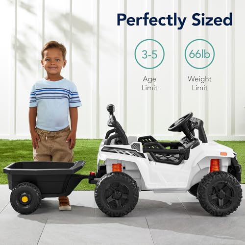 Best Choice Products Kids 12V Electric Ride On UTV Car and Trailer w/Parent Control, LED Lights, 2 Speeds, Bluetooth - Black