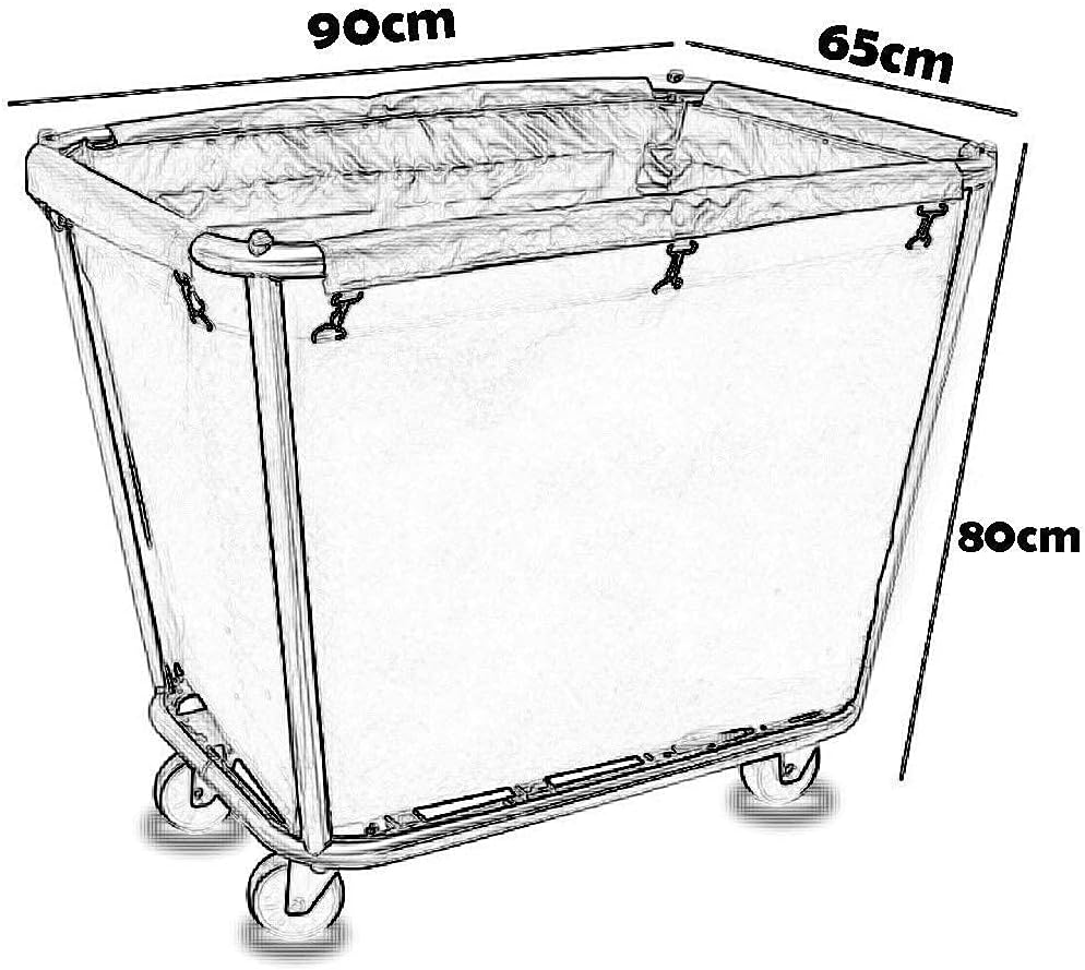 Trolleys,Wheeled Laundry Cart, Household Trolley with Removable Bag, Heavy Service Trolley On Wheels for Hotel Industry, 90X65X80Cm, Brown,Blue
