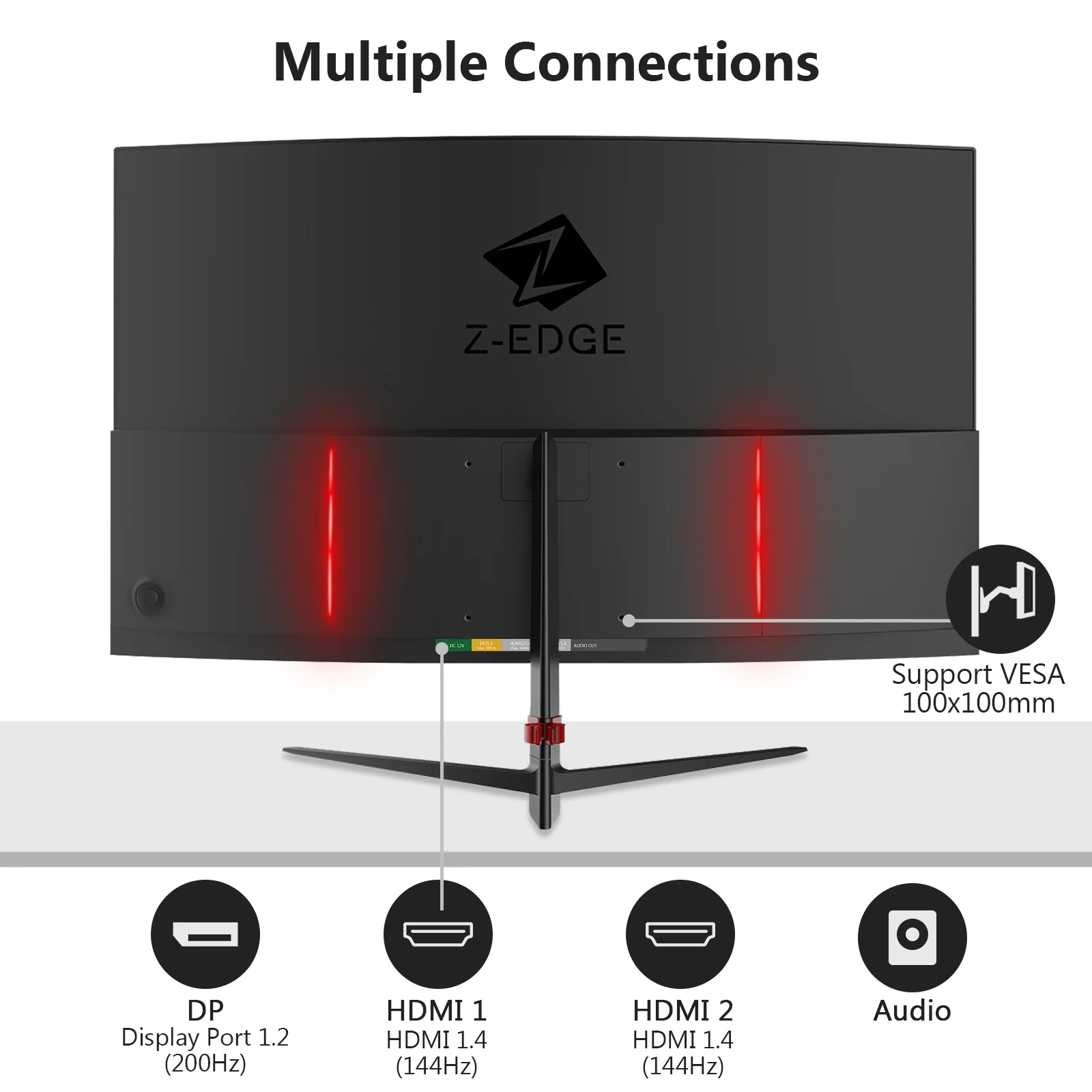 Z-EDGE UG27 27-Inch LED Curved Gaming Monitor 200Hz(DP) 144Hz(HDMI) 1ms Full HD 1920x1080 HDMI DP Port