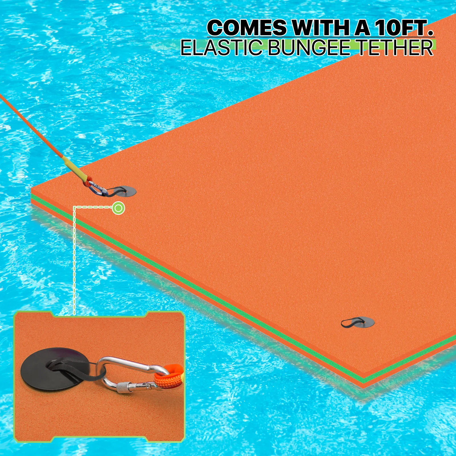 Magshion 18' x 6' Water Floating Mat, 3-Layer Tear-Resistant XPE Foam Water Floating Pad Lily Pad for Pool Lake River Ocean Outdoor Water Activities, Orange