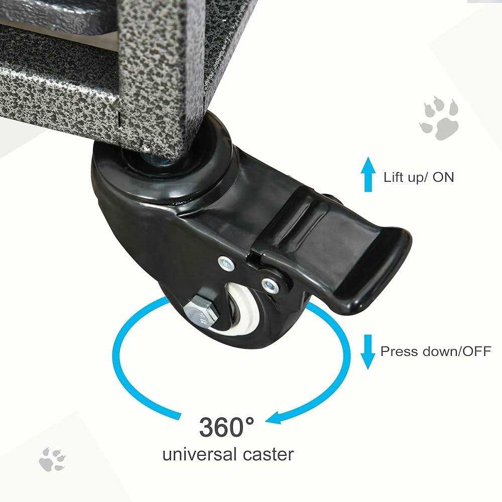 Pawhut Heavy Duty Dog Crate Metal Kennel and Cage Dog Playpen with Lockable Wheels, Slide-out Tray, Food Bowl and Double Doors - Pet Supplies online store
