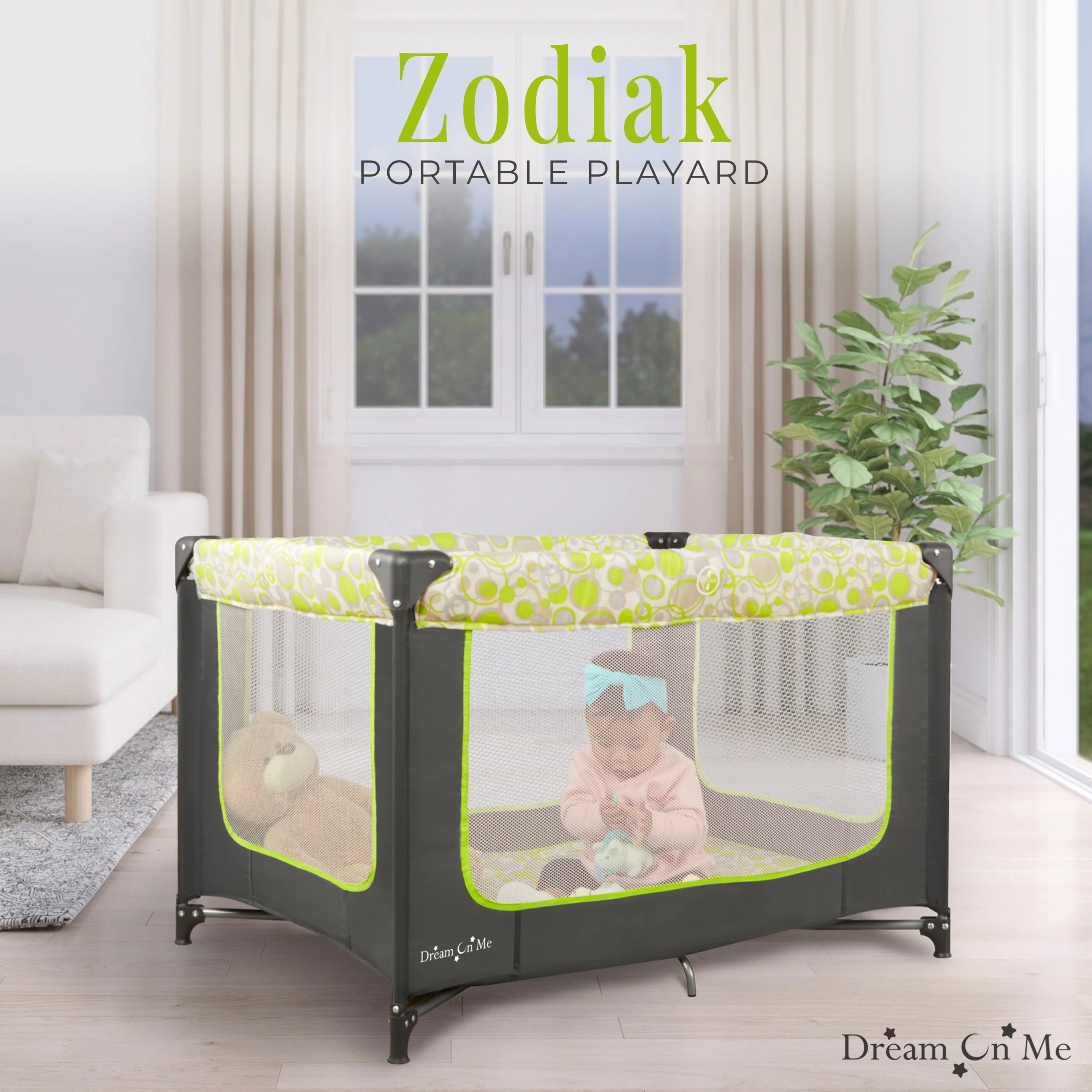 Dream On Me Zodiak Portable Playard with Carry Bag & Shoulder Strap, Navy