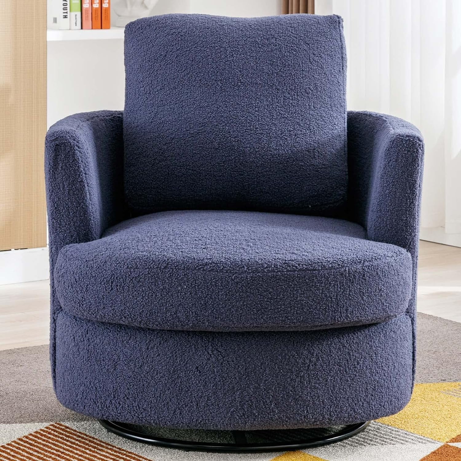 Swivel Barrel Chair Set of 2,31.9" W Modern Round Accent Arm Chairs Upholstered Comfy 360 Degree Swivel Single Circle Club Sofa Chair for Nursery Living Room Bedroom, Light Gray - Curated Treasures Market