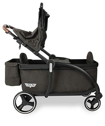 Keenz Class Stroller Wagon with Ergonomic Seats and 5-Point Safety Harnesses – Luxury Stroller Wagon for 2 – Lightweight Baby, Toddler & Big Kids Wagon with Removable Canopy & One Handed Folding