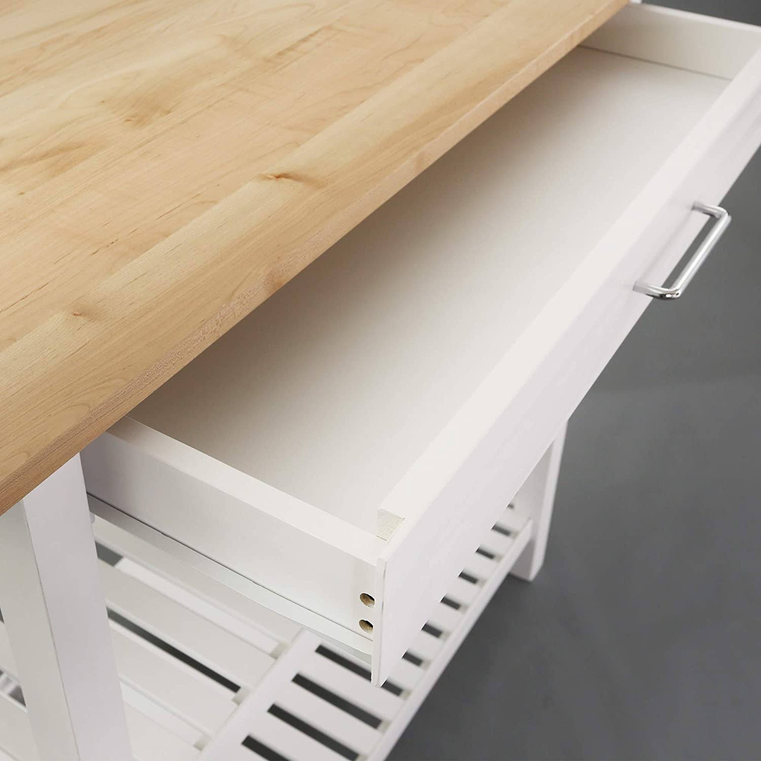 Kitchen Island with Solid American Hardwood Top, Natural/White, 40x22