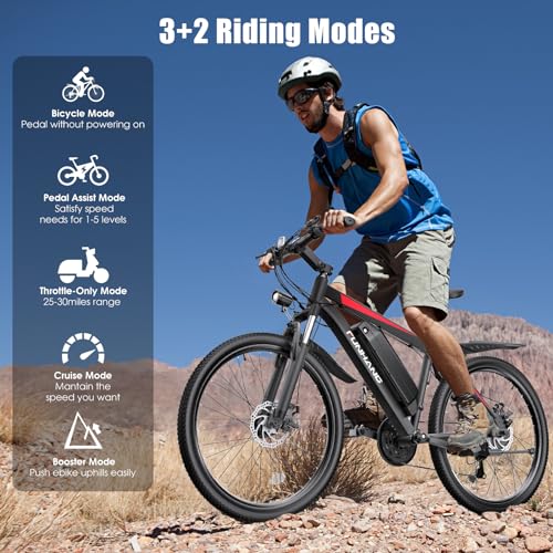 Electric Bike for Adults, Peak 1000W Ebike, 50Miles 21.7MPH Adult Electric Bicycles, 26" Electric Mountain Bike 48V 374.4WH Battery, Commuter E Bike with Adjustable Stem, Fenders, 21 Speed