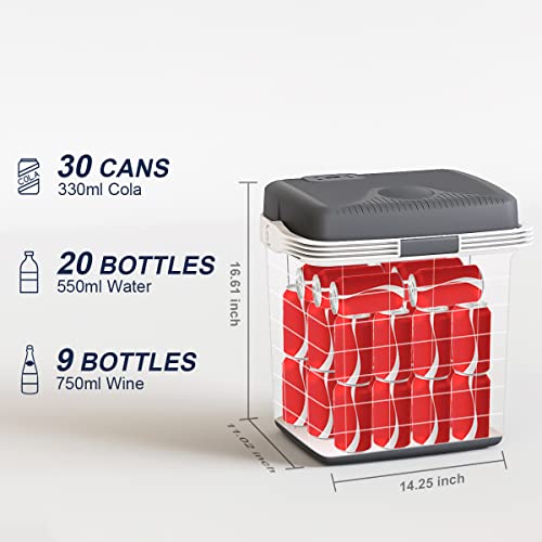 TREFAN Electric Cooler & Warmer 28 Quarts/26L Car Refrigerator 12V Car Coolers for Travel Plug in, Electric Coolers for Vehicles Truck AC/DC, Portable Refrigerator for Car, Camping, RV, Van, Boat