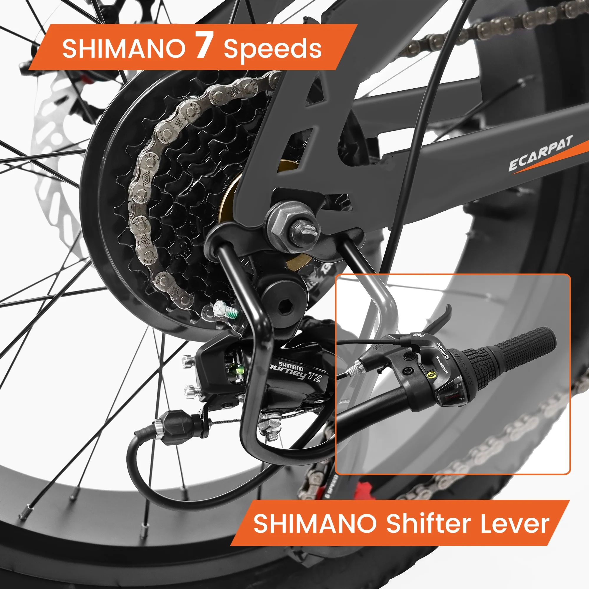 FOAUUH 20 Inch Fat Tire Bike Adult/Youth Full Shimano 7 Speed Mountain Bike, Dual Disc Brake, High-Carbon Steel Frame, Front Suspension, Mountain Trail Bike, Urban Commuter City Bicycle,Fat tire bike