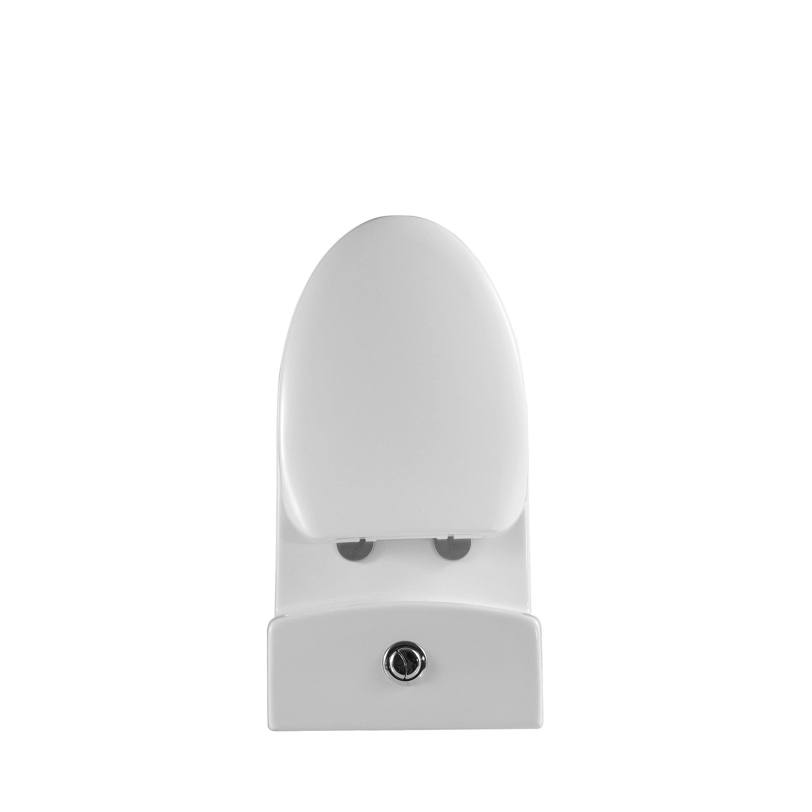 White Contemporary 1-Piece Dual Flush 1.2/1.6 GPF Elongated Toilet