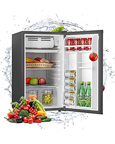 3.2 Cu.Ft Single Door Mini Fridge, Compact Refrigerator Mini Refrigerator Small Drink Food Storage Machine for Dorm, Camper, Basement or Office