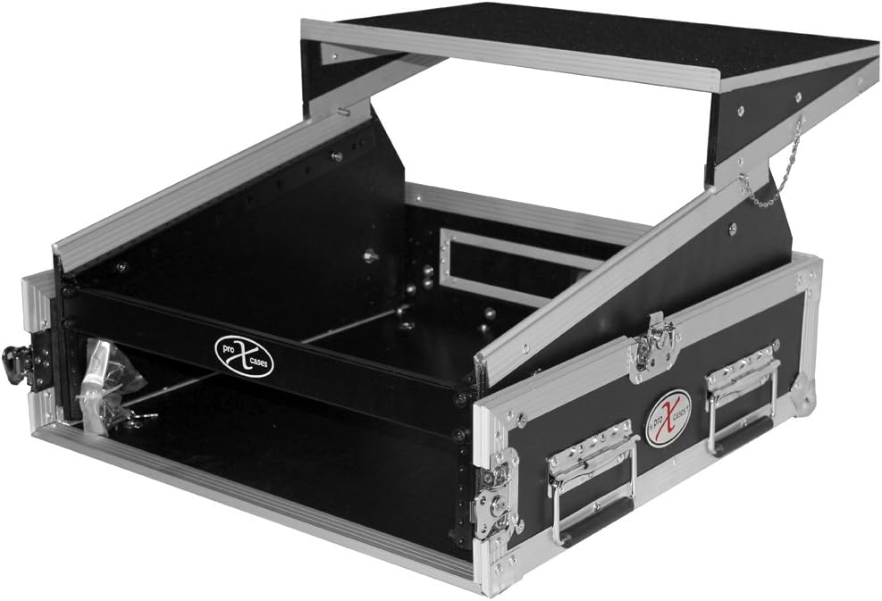 ProX Cases T-2MRLT 2 Space 10U Slant DJ Mixer Combo Rack w/ Sliding Laptop Shelf