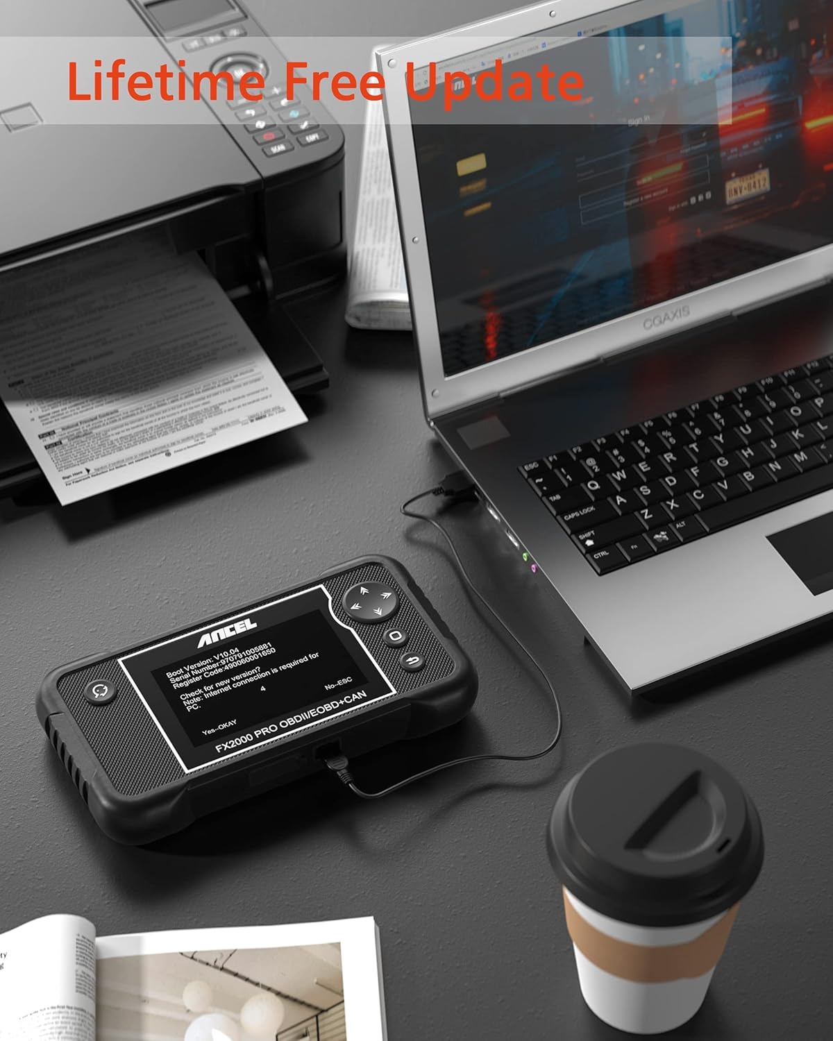 ANCEL FX2000 Automotive ABS OBD2 Scanner Engine SRS Transmission Scan Tool Vehicle Code Reader Check Engine Full OBDII Modes Diagnostic Scan Tool for Cars